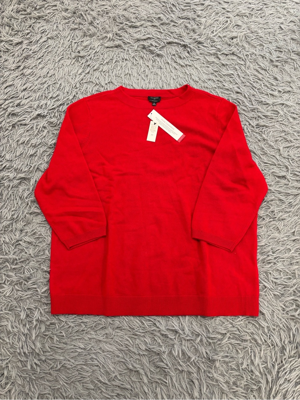 NEW Talbots Women’s Red Pure Cashmere Sweater Boat Neck Size 2X Pullover Festive